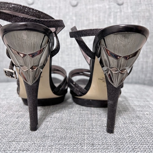 Guess Black Glitter Metallic Ankle Wrap Heels/Stilettos GW Sasha Size 6 - Picture 4 of 6